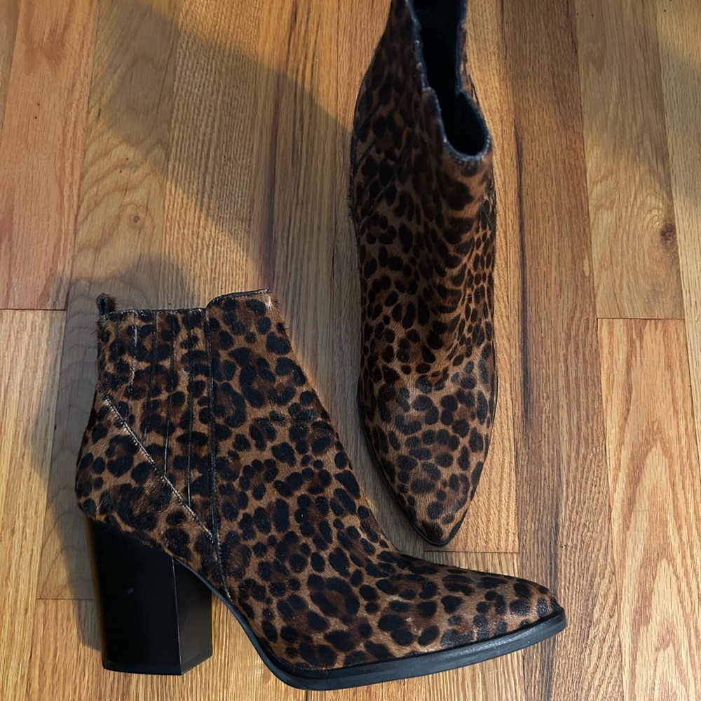 Brand new, never worn, Marc Fisher leopard booties.